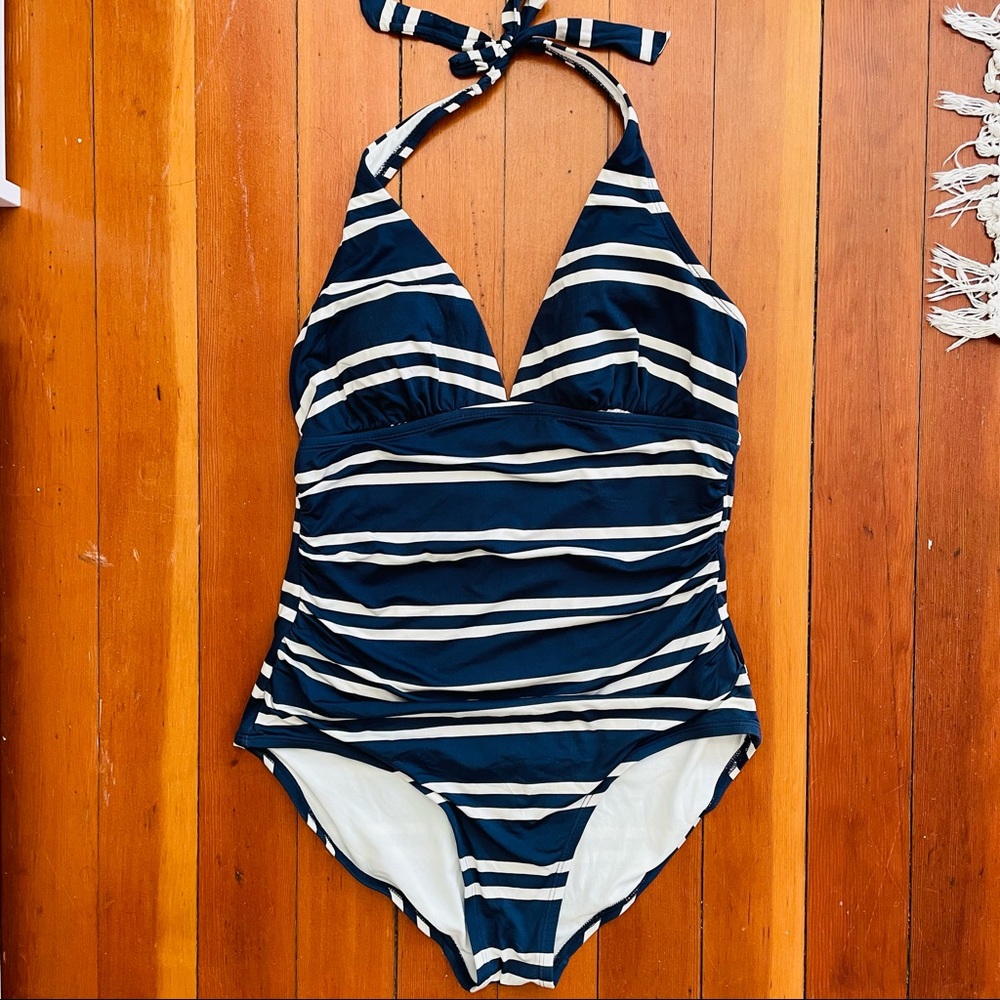 One Piece Navy Stripe Swimsuit
